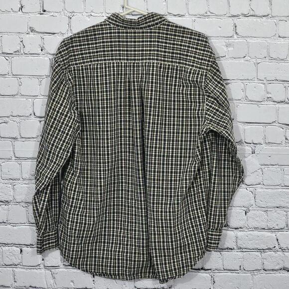 Fieldmaster Navy Tan Plaid Long Sleeve Button-Up Shirt Size L - Picture 2 of 4